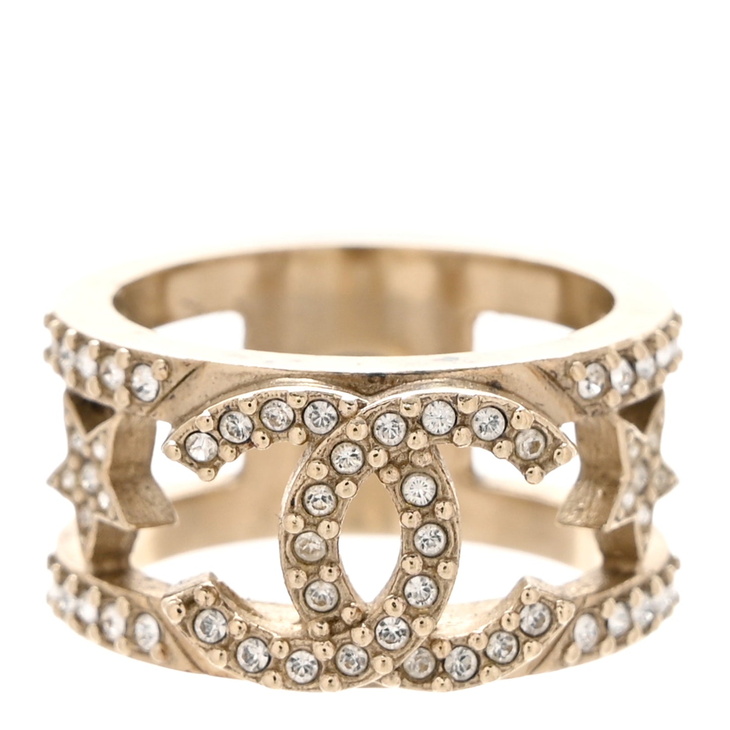 Metal Crystal CC Star Ring 51 Light Gold