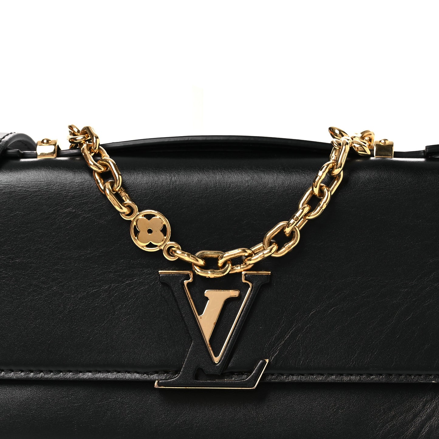 Calfskin LV Wallet On Chain Capucines Black