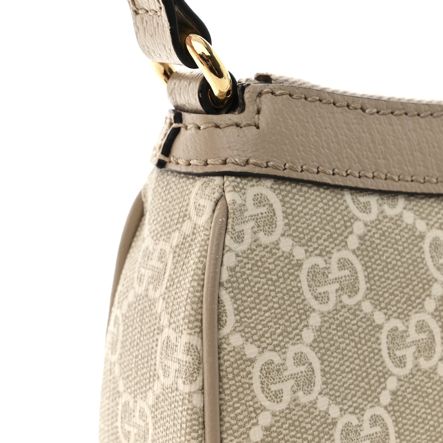 GG Supreme Monogram Textured Dollar Calfskin Small Ophidia Hobo Beige Mystic White Oatmeal
