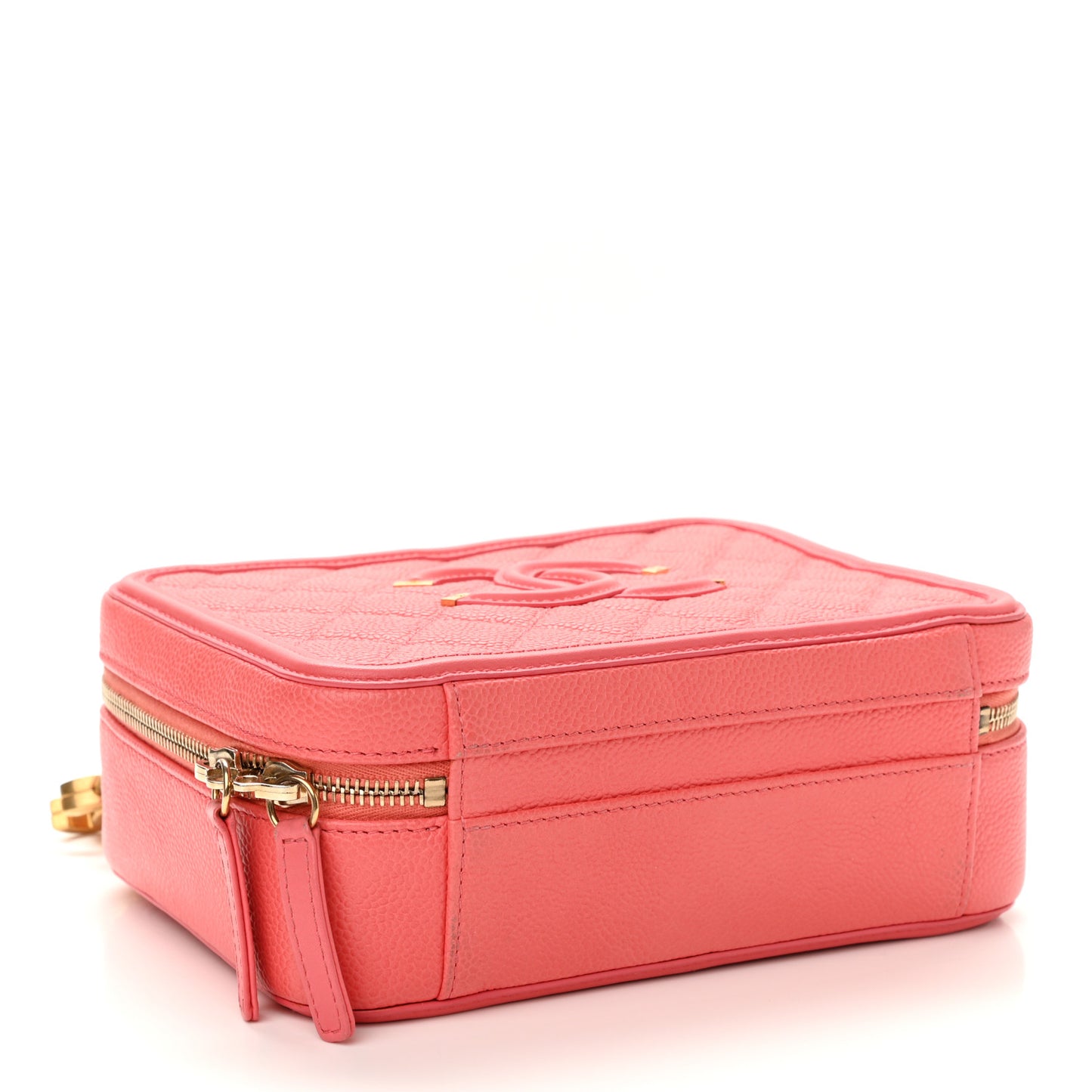 Caviar Quilted Medium CC Filigree Vanity Case Coral