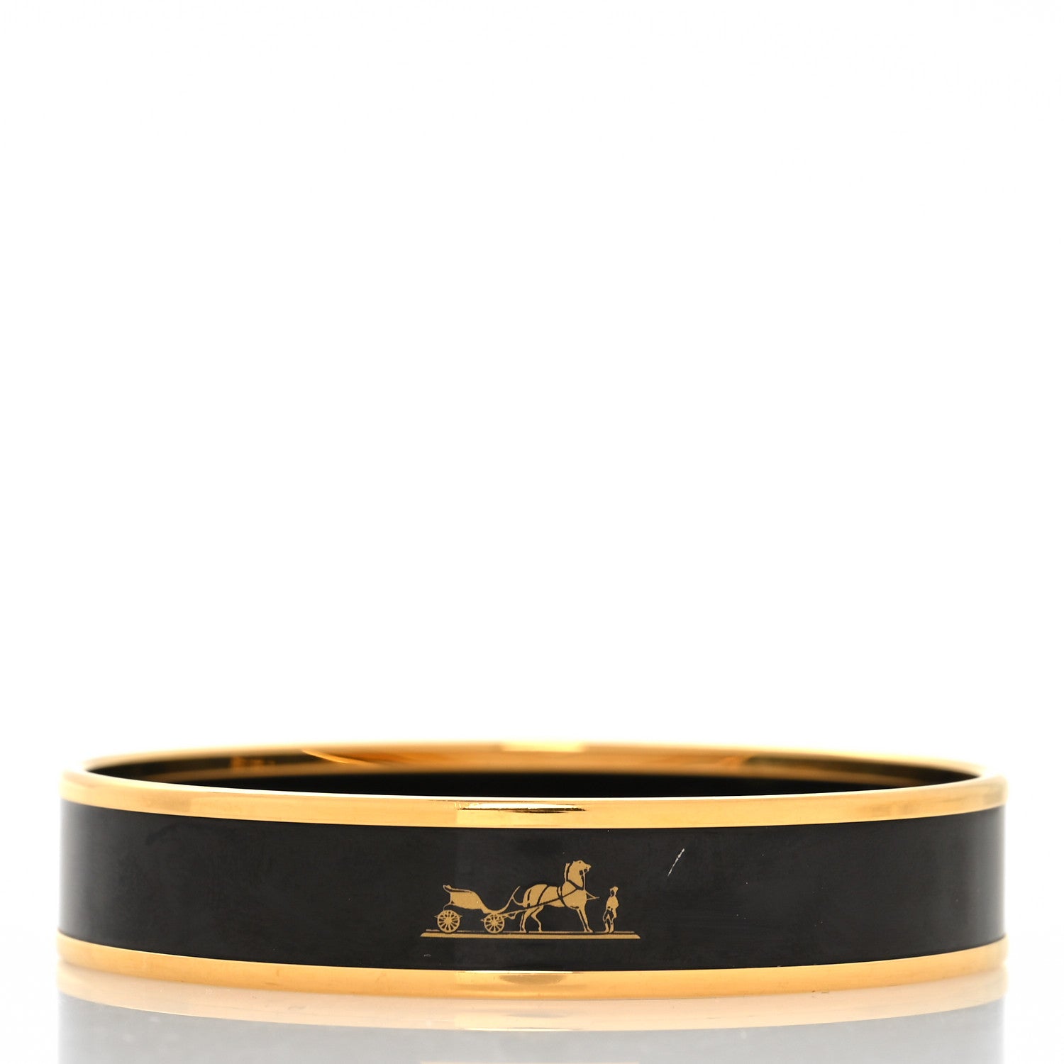Hermes Enamel Printed Narrow Caleche Bracelet 62 Black 3 of 5