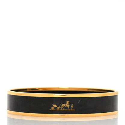 Hermes Enamel Printed Narrow Caleche Bracelet 62 Black 3 of 5