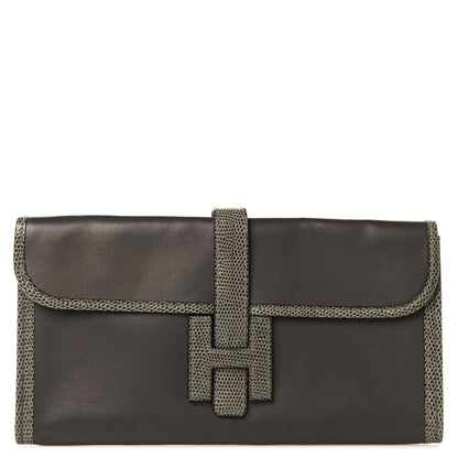 Hermes Swift Lizard Jige Elan Touch 29 Clutch Etain Ombre 1 of 8