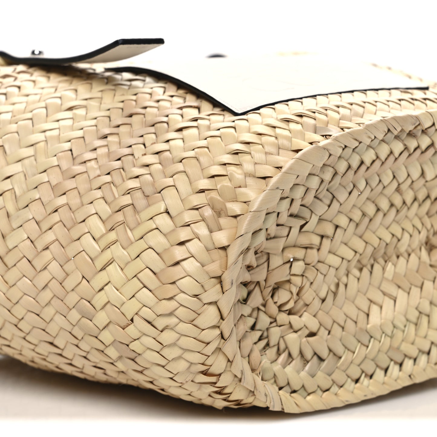Raffia Small Basket Tote Bag Natural White