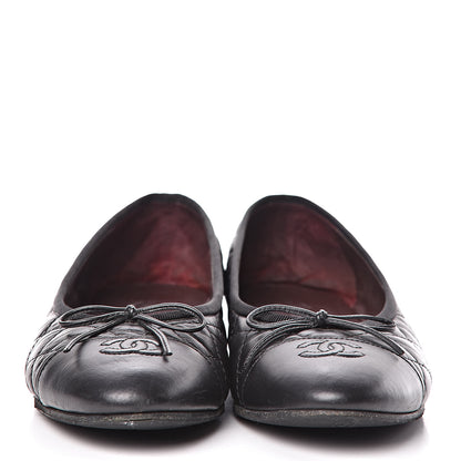 Chanel Aged Calfskin Quilted Cap Toe Ballerina Flats 40 Black 3 of 18