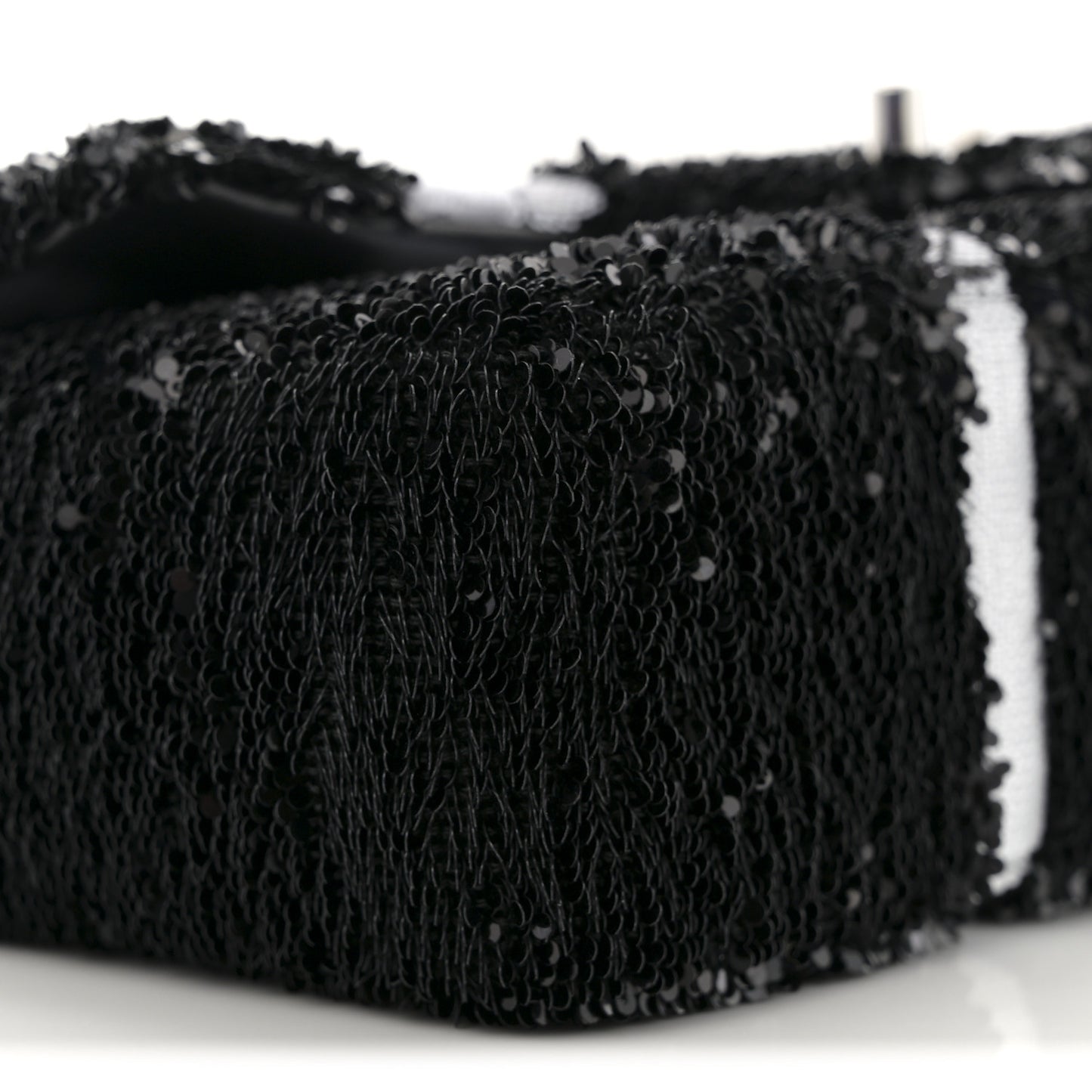 Sequin Ribbon Mini Rectangular Flap Black White