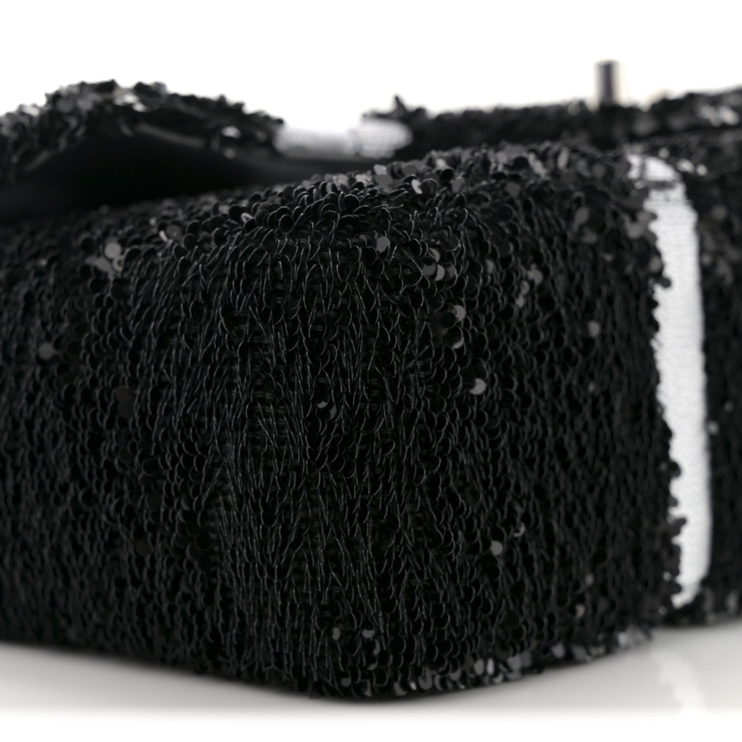 Chanel Sequin Ribbon Mini Rectangular Flap Black White 9 of 10
