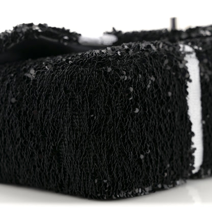 Chanel Sequin Ribbon Mini Rectangular Flap Black White 9 of 10