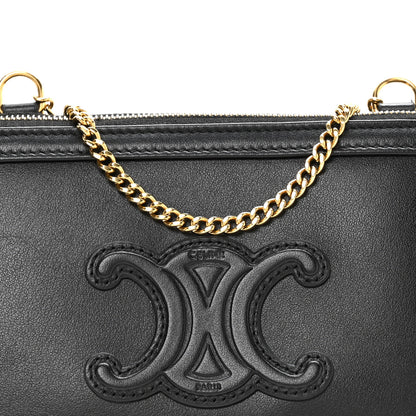 Celine Smooth Calfskin Cuir Triomphe Clutch on Chain Black 8 of 11