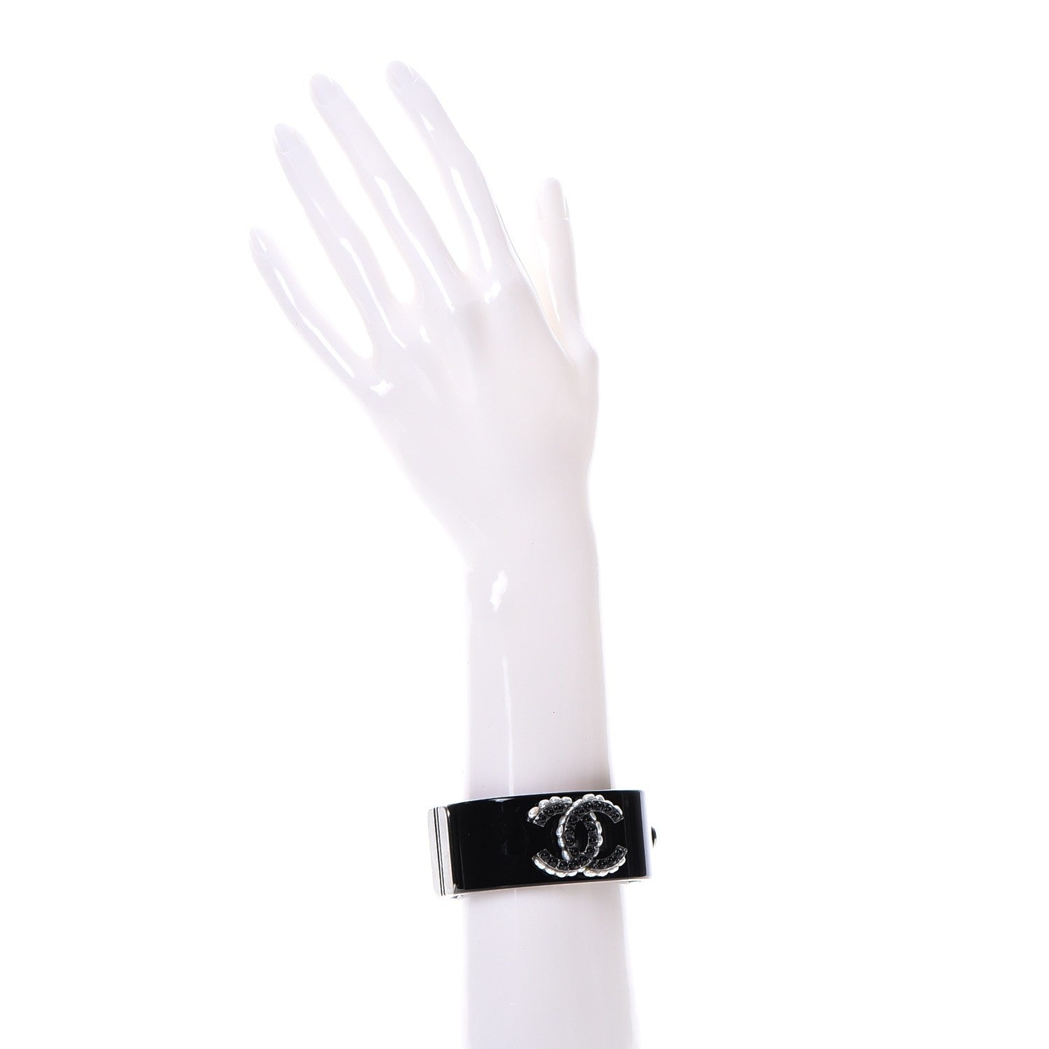 Chanel Resin Pearl CC Cuff Black 2 of 6