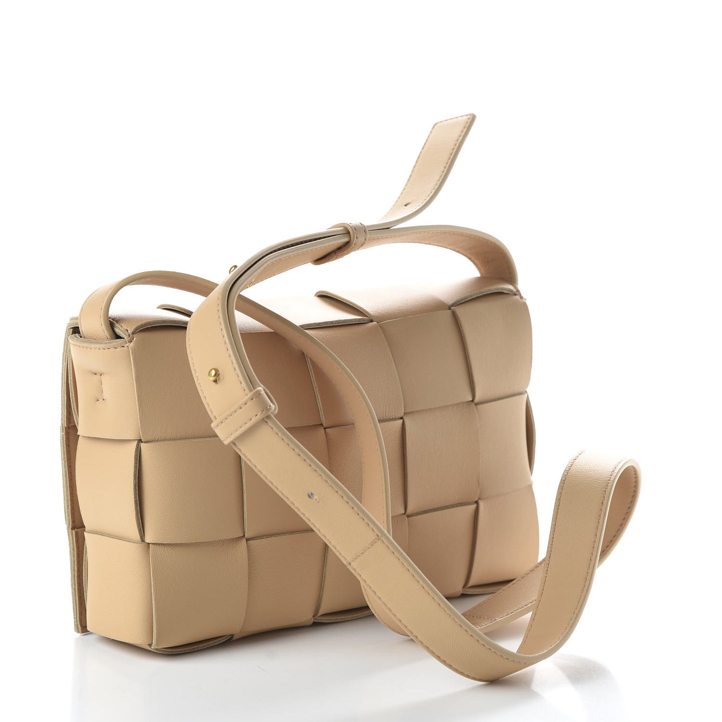 Lambskin Maxi Intrecciato Cassette Crossbody Bag Nude