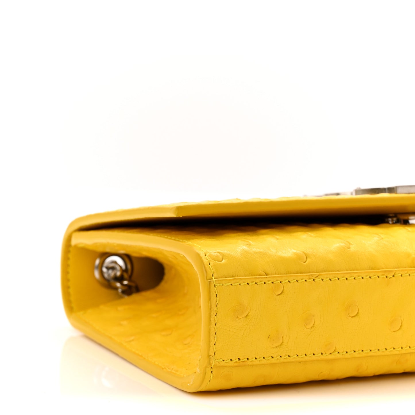 Ostrich Calfskin Embossed Small Monogram Kate Satchel Mimosa