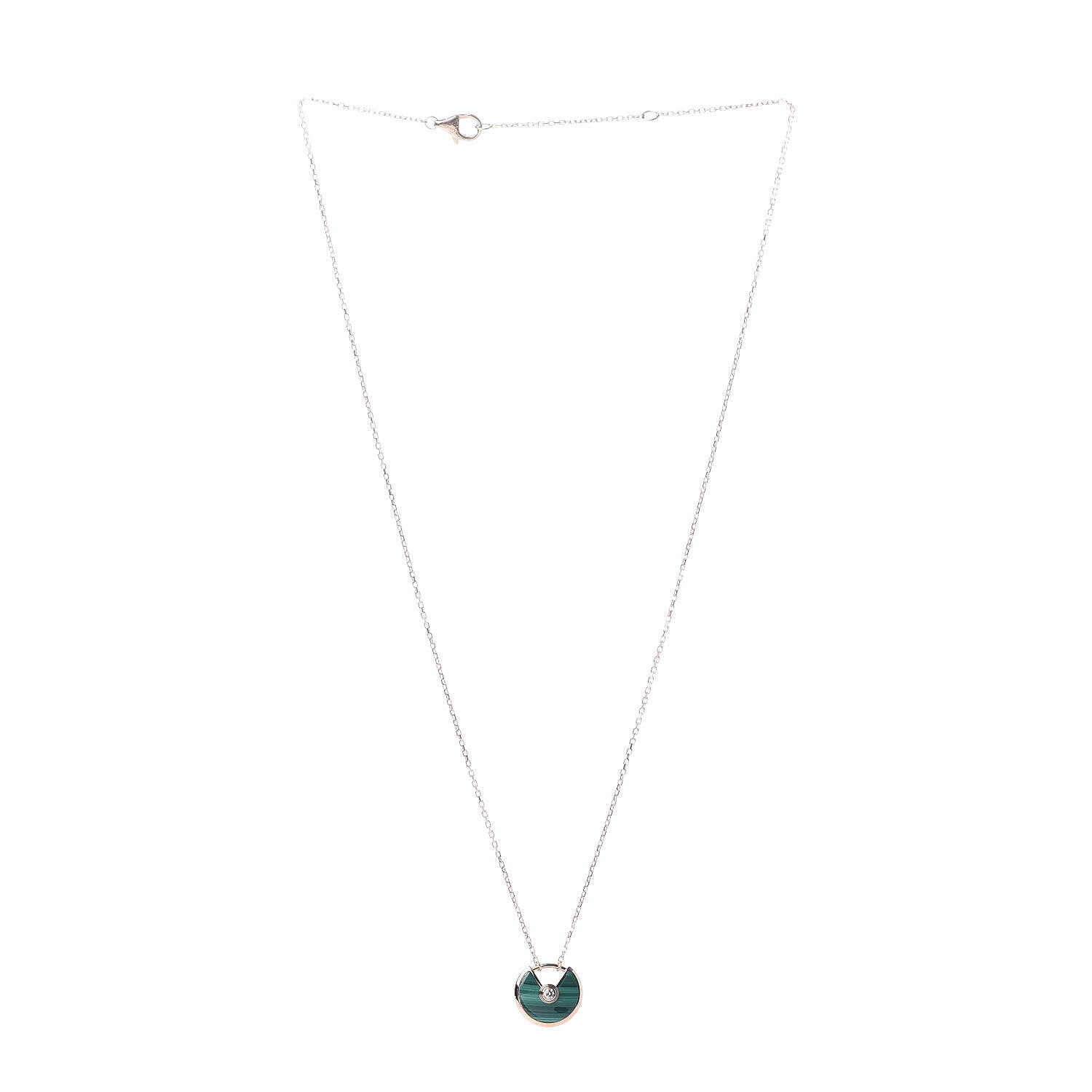 Cartier 18K Pink Gold Diamond Malachite XS Amulette de Cartier Pendant Necklace 3 of 5