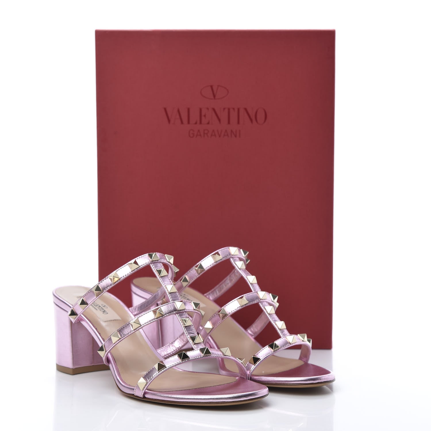 Valentino Garavani Metallic Nappa Rockstud 60mm Caged Slide Sandals 40 Giacinto 9 of 10