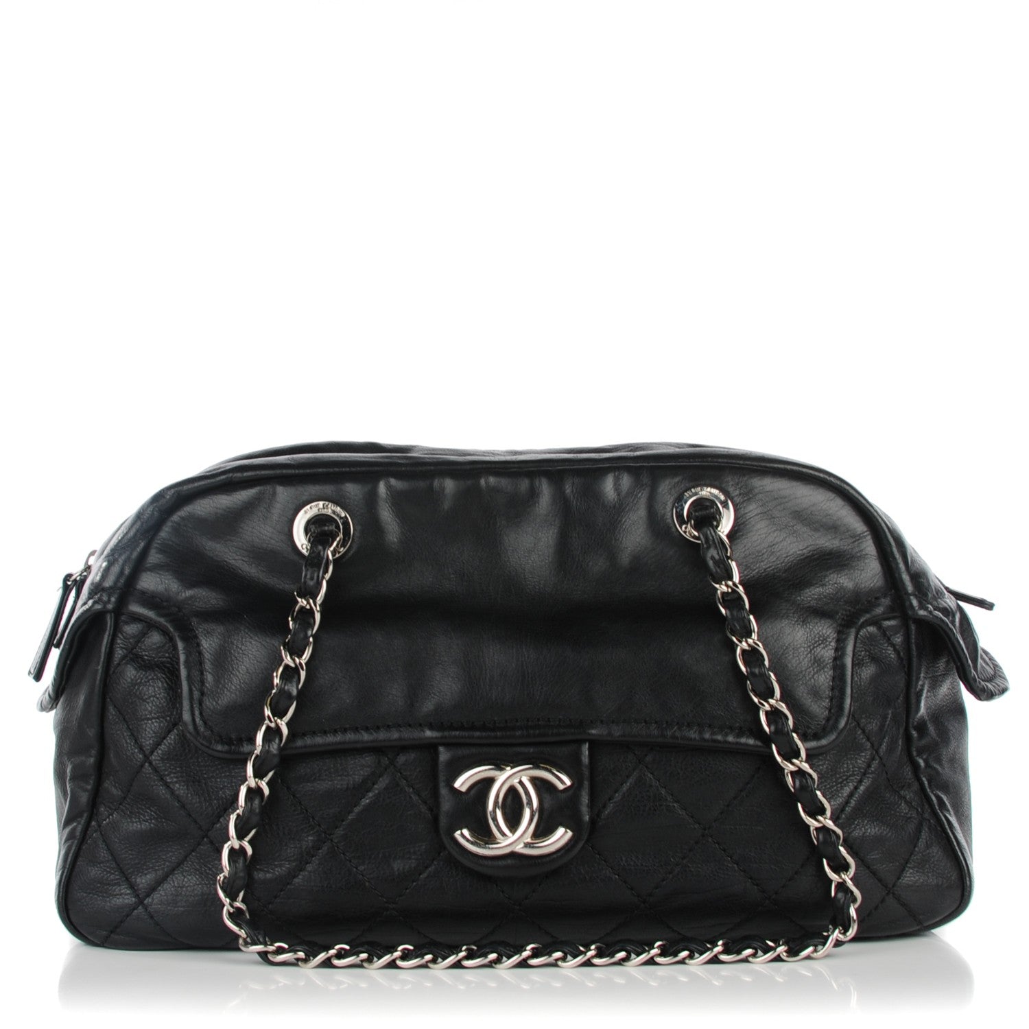 Chanel Calfskin Quilted Bowling Bag Black 1 of 7