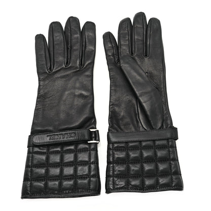 Chanel Lambskin Quilted Chocolate Bar Gloves 7.5 Black 2 of 3