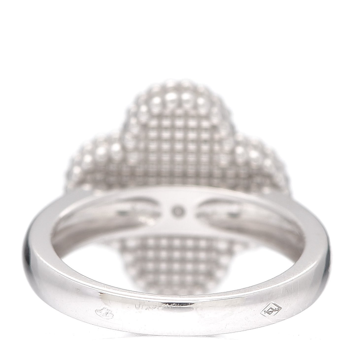 18K White Gold Diamond Mother of Pearl Vintage Alhambra Ring 50 5.25