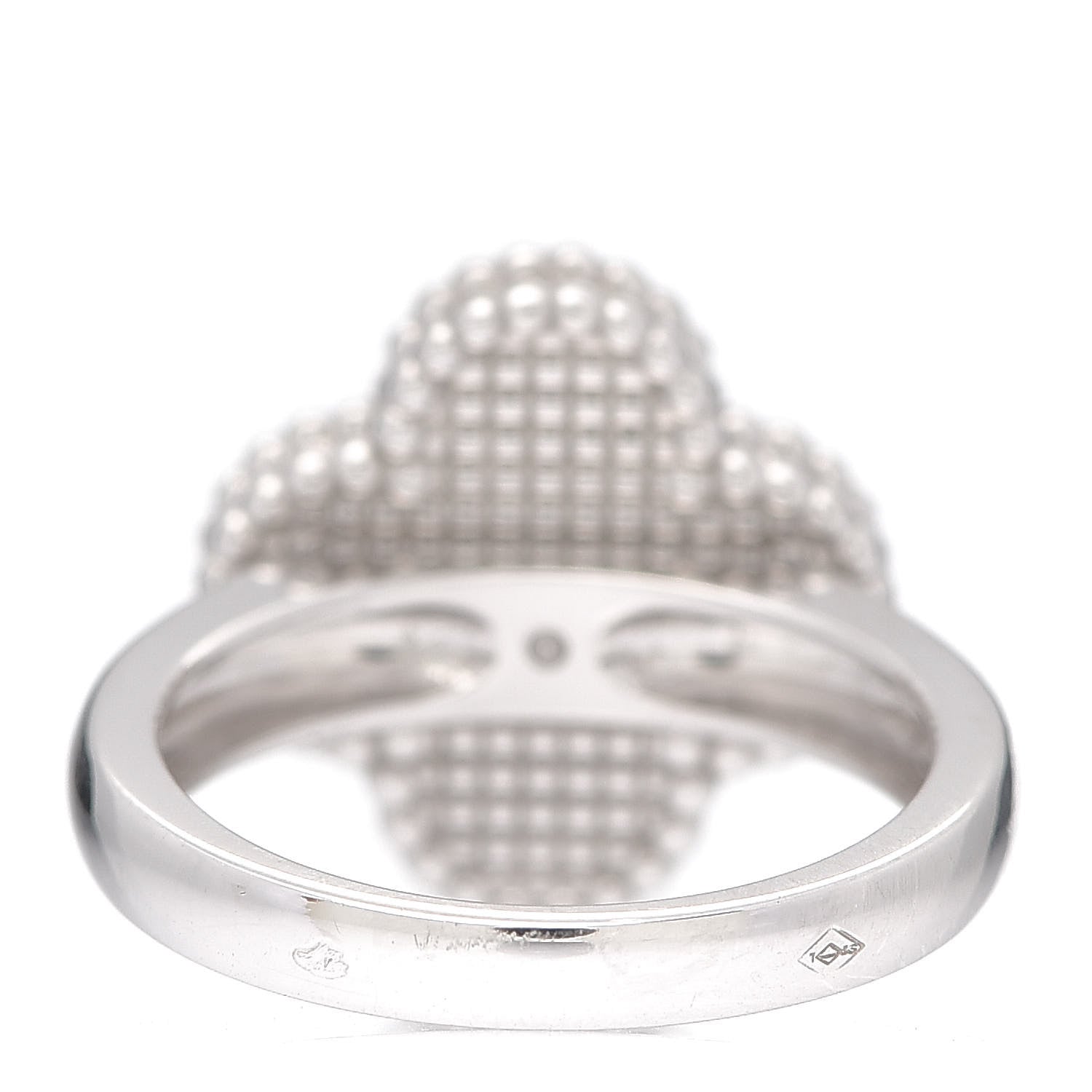 Van Cleef & Arpels 18K White Gold Diamond Mother of Pearl Vintage Alhambra Ring 50 5.25 4 of 7