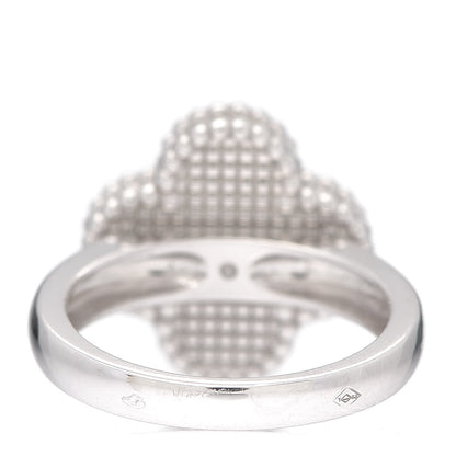 Van Cleef & Arpels 18K White Gold Diamond Mother of Pearl Vintage Alhambra Ring 50 5.25 4 of 7