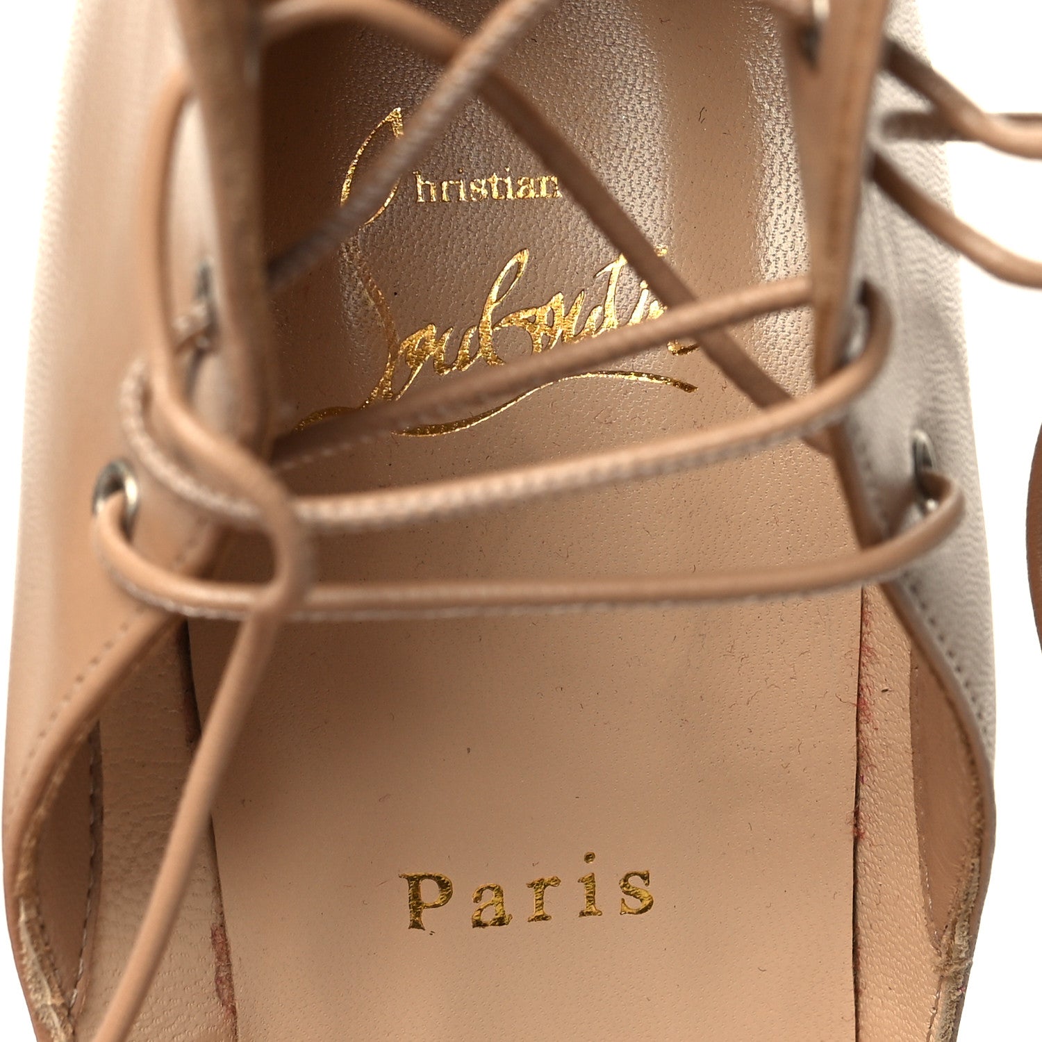 Christian Louboutin Kid Mega Vamp 100 Lace Up Pumps 38 Nude 7 of 7