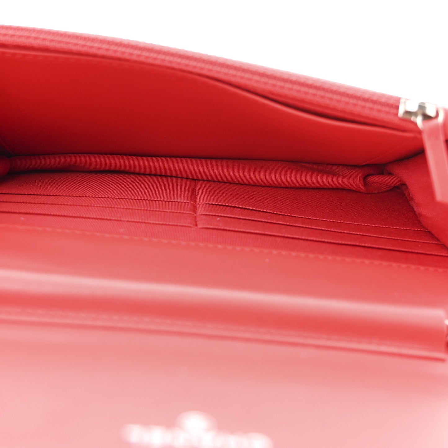 Lambskin Camellia Embossed Wallet on Chain WOC Red