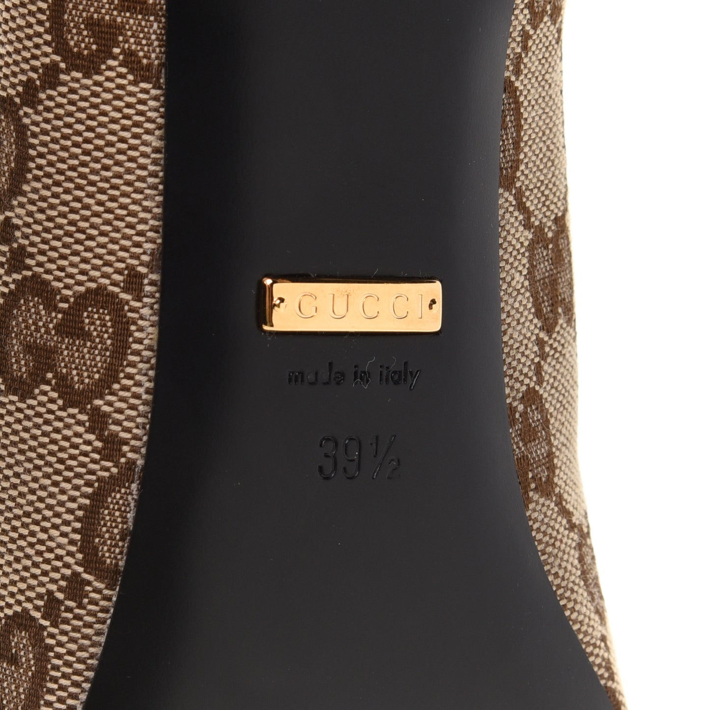 X GUCCI GG Monogram Square Knife 80mm Pumps 39.5 Beige Ebony