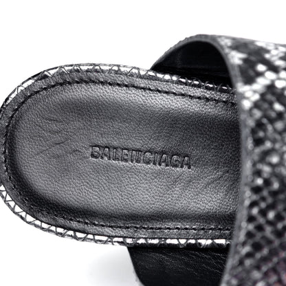 Balenciaga Kidskin Snake Effect Oval 90mm Mule Pump 38 Silver 6 of 6