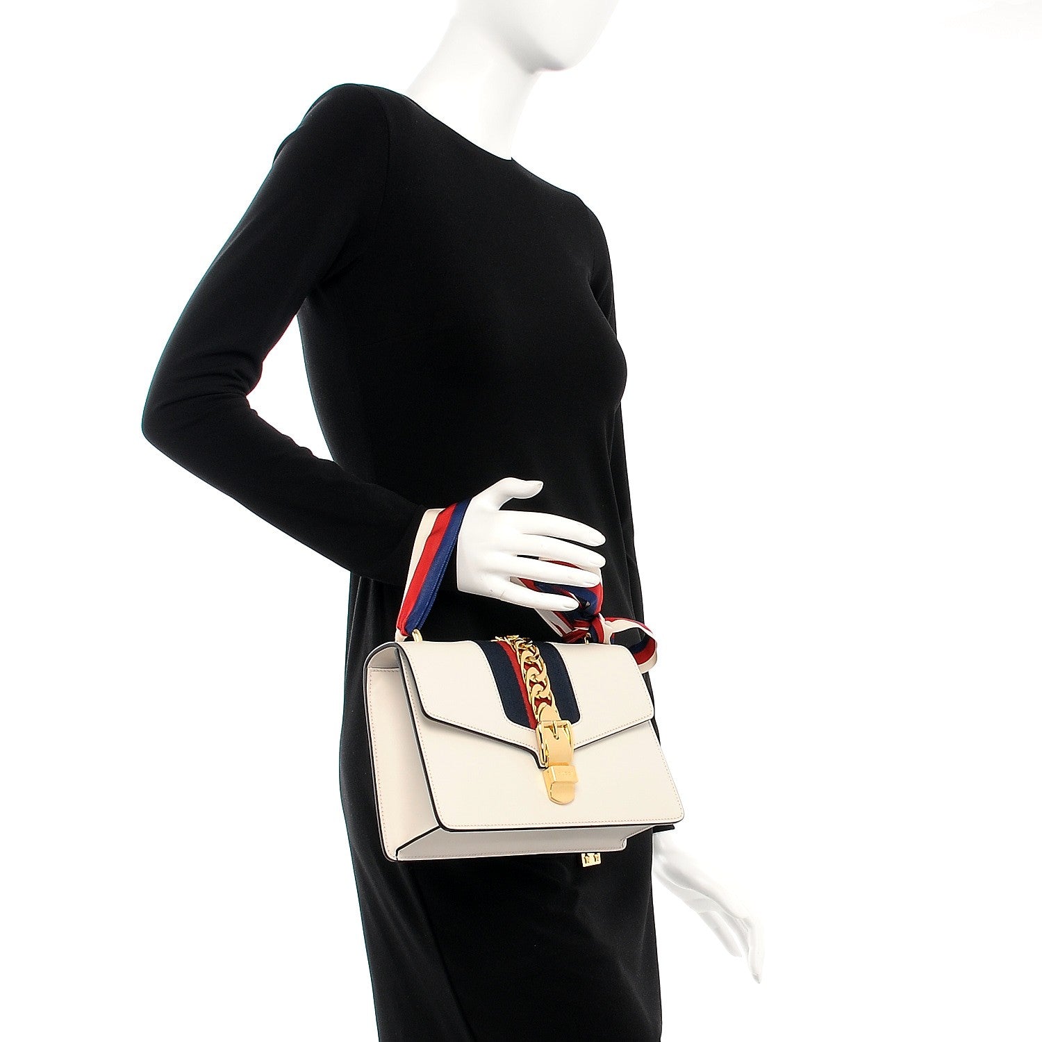 Gucci Calfskin Small Sylvie Shoulder Bag White 2 of 7