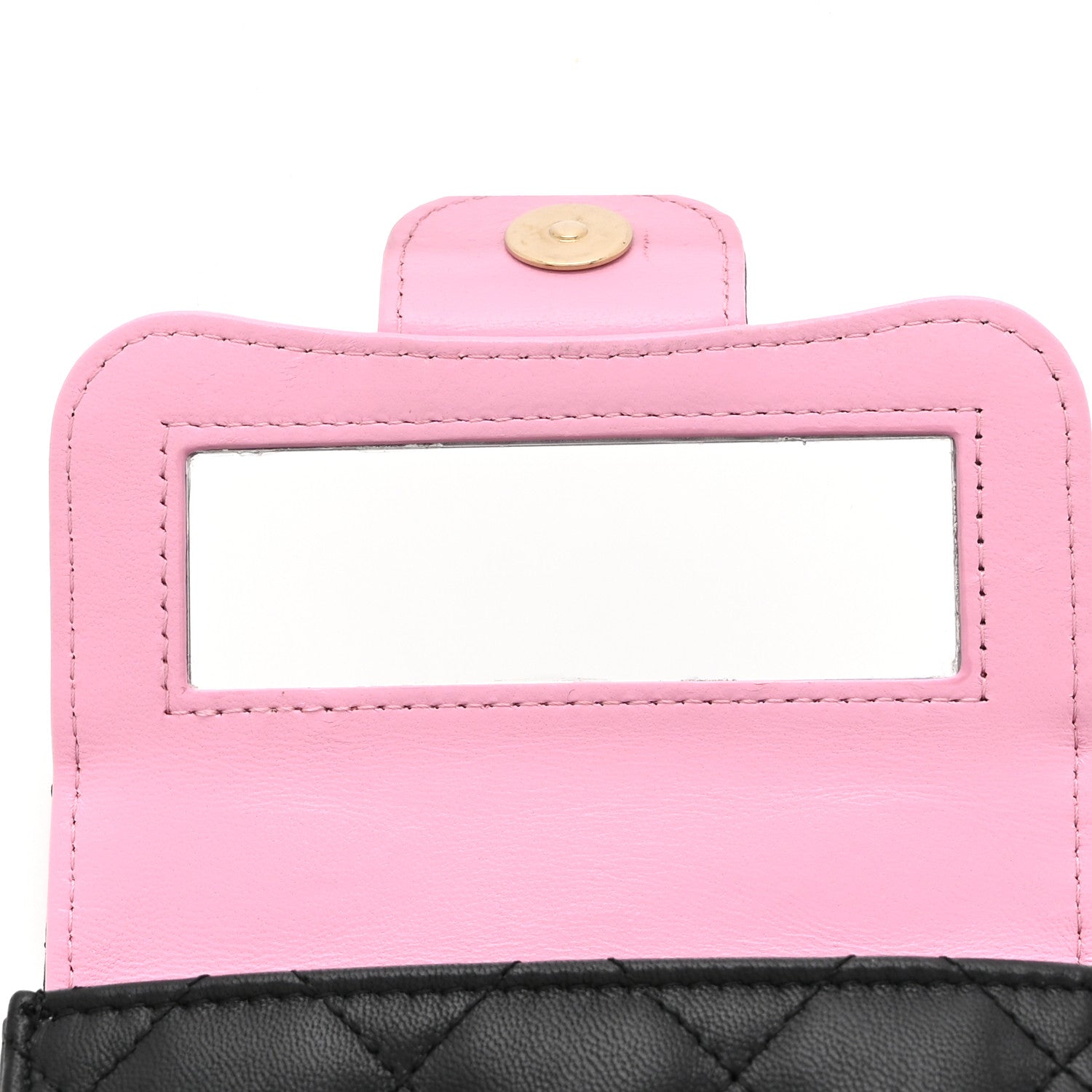Chanel Lambskin Quilted Bi-Color Top Handle Clutch With Chain