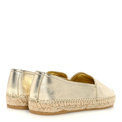 Saint Laurent Metallic Lambskin Monogram Espadrilles 38 Platino 4 of 8