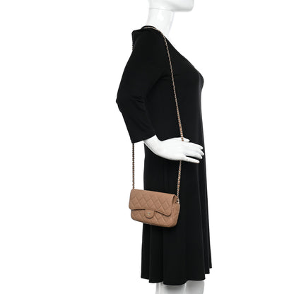 Chanel Caviar Quilted Flap Phone Holder With Chain Beige 2 of 13