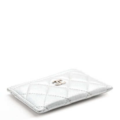 Chanel Metallic Lambskin Quilted CC Card Holder Silver 4 of 8