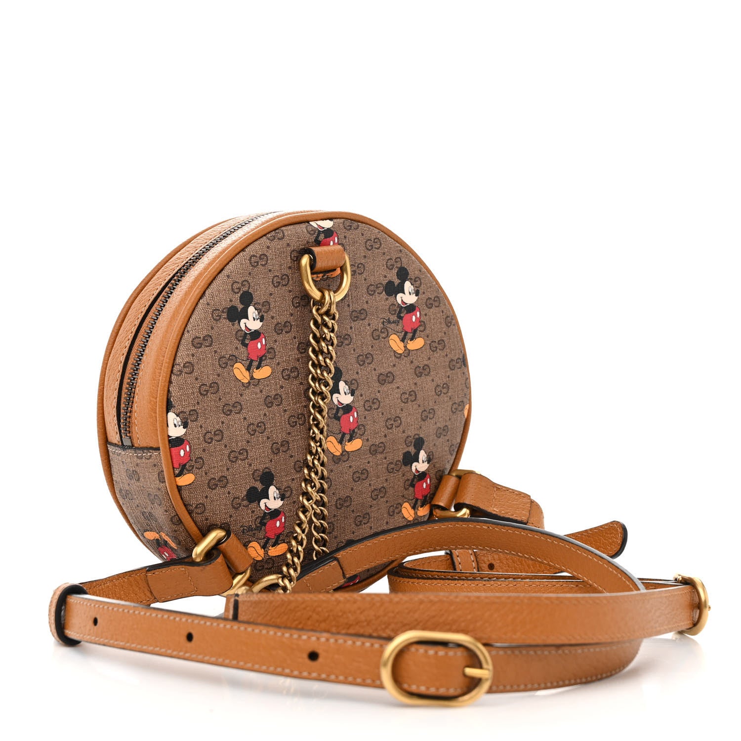 Gucci X DISNEY Mini Vintage GG Supreme Monogram Mickey Mouse Round Backpack Beige Vintage Sun Oil 3 of 11