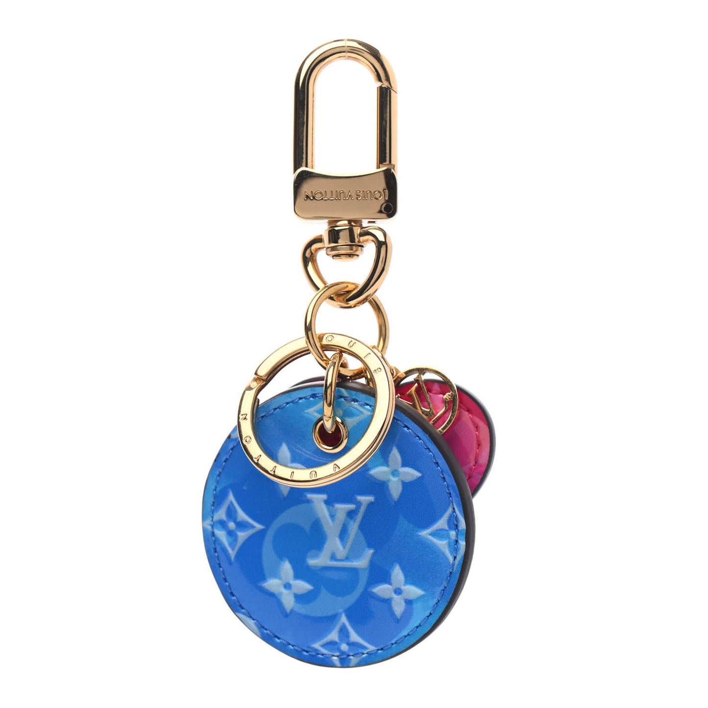Vernis Valentine Heart Bag Charm Key Ring Fuchsia Light Blue