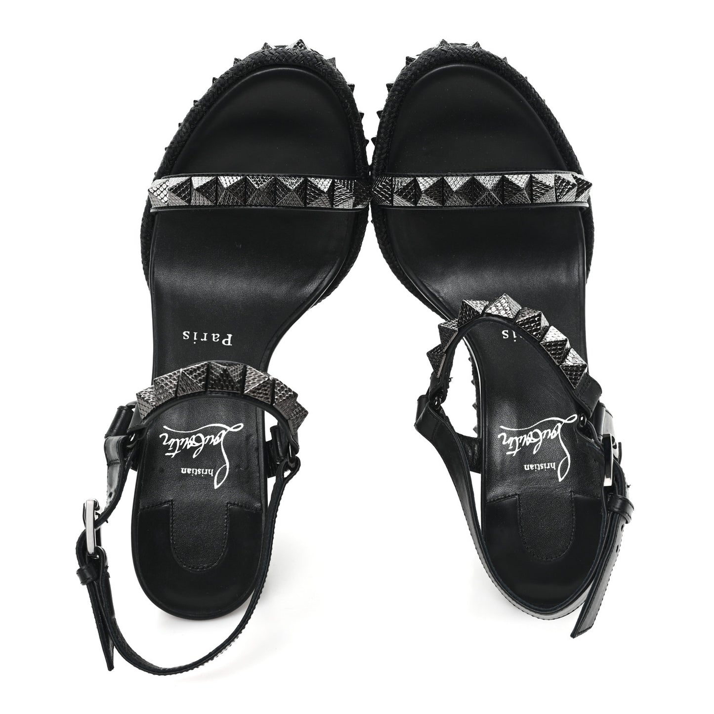 Kid Laminato Satin Pyraclou 110 Wedge Sandals 37 Black