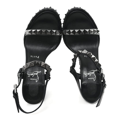 Christian Louboutin Kid Laminato Satin Pyraclou 110 Wedge Sandals 37 Black 3 of 9