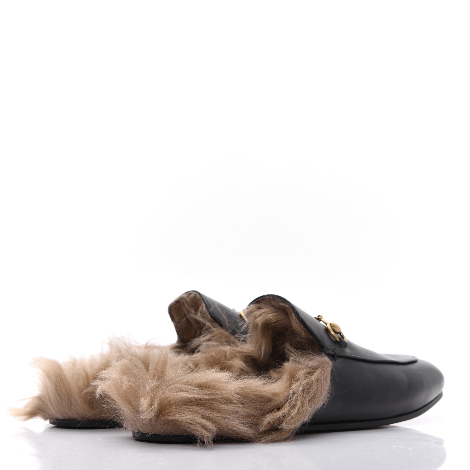 Gucci Calfskin Fur Womens Princetown Slippers 41 Black 4 of 9