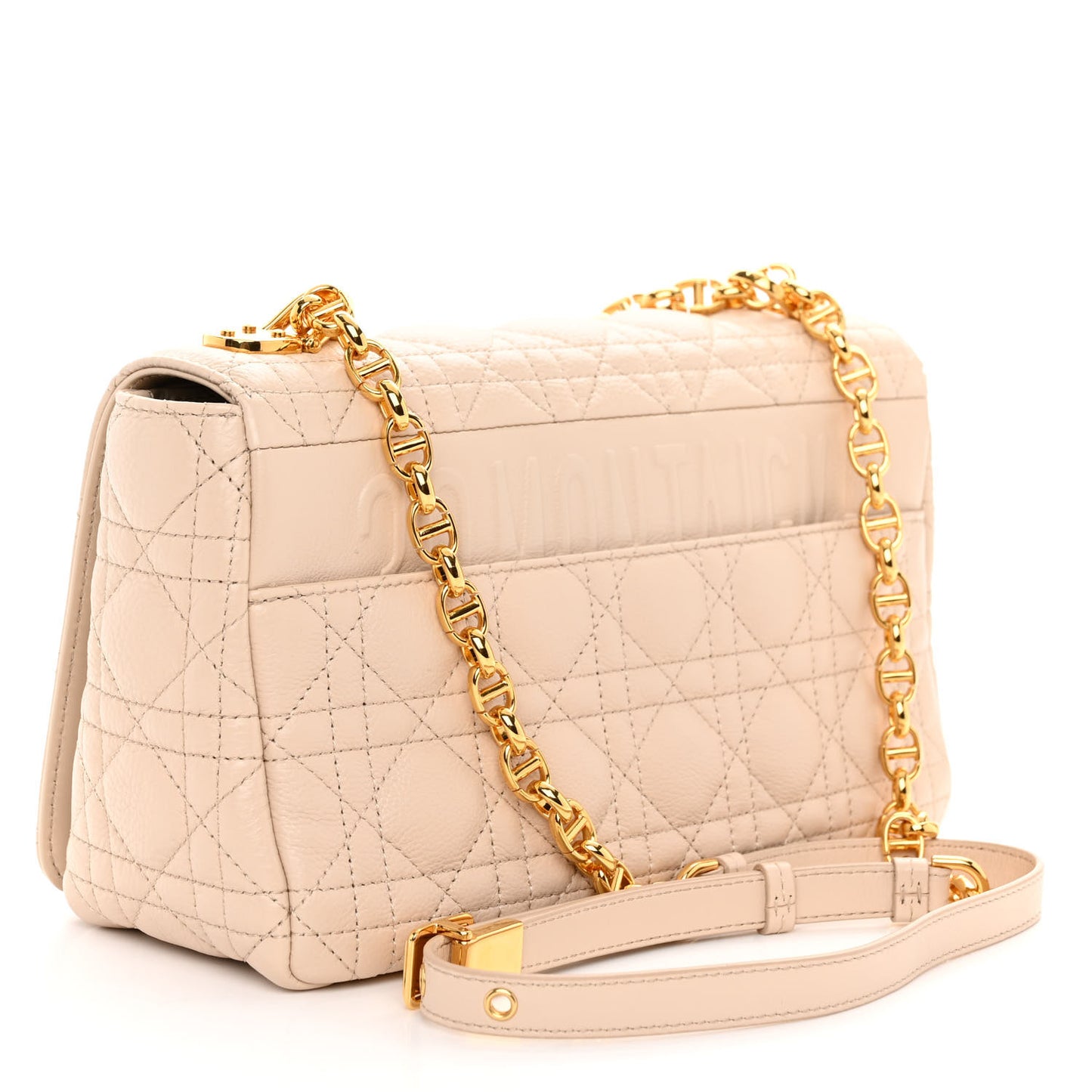 Supple Calfskin Cannage Medium Caro Bag Beige