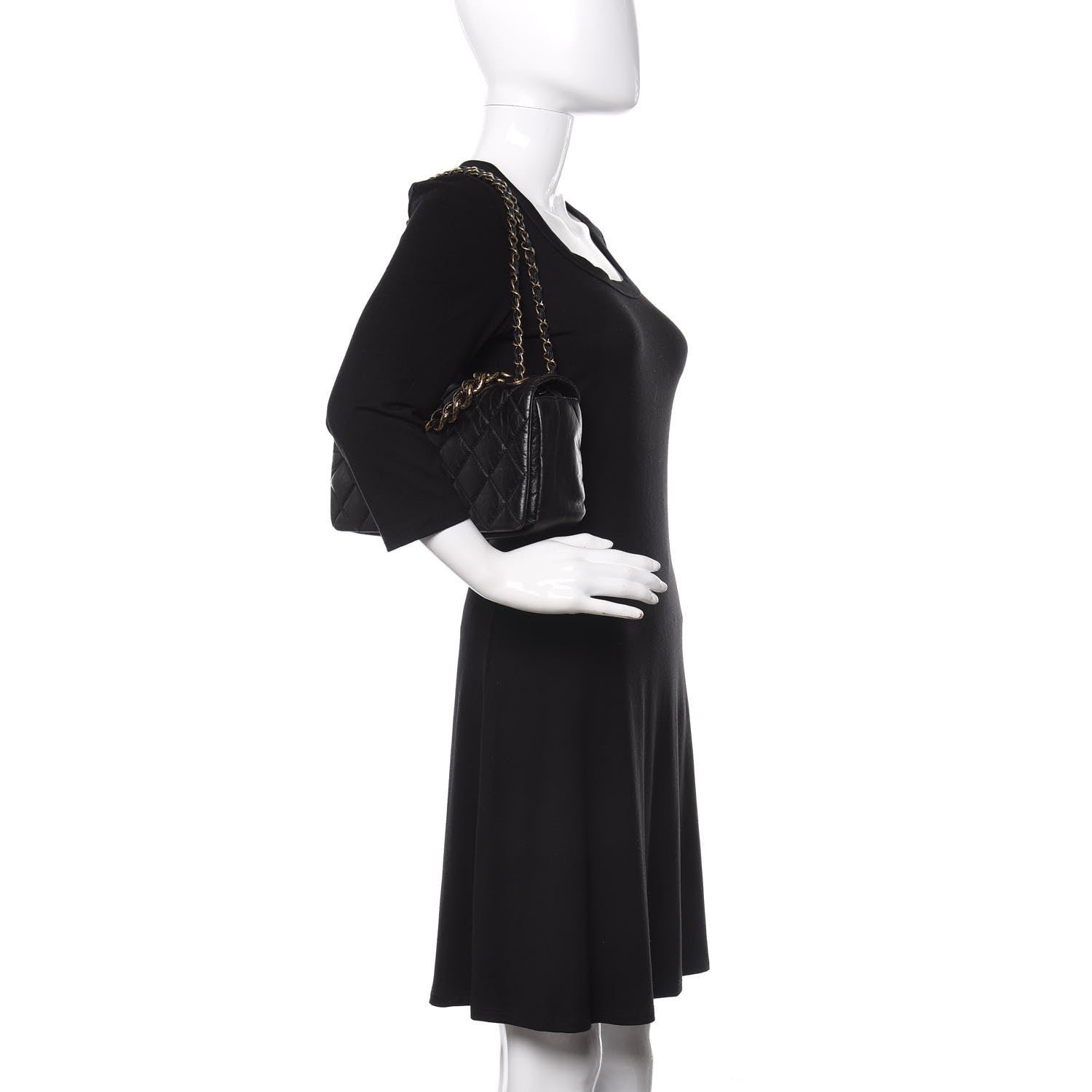 Chanel Aged Calfskin Quilted Small Pondichery Flap Black 2 of 10