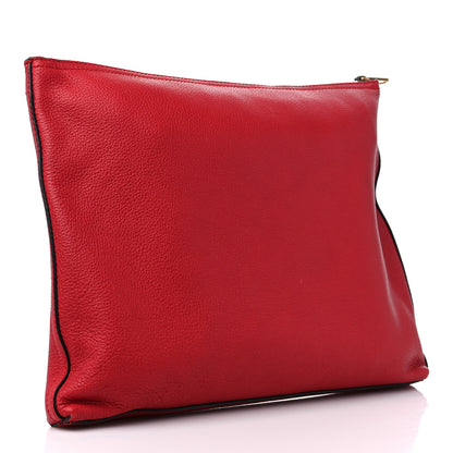 Gucci Pebbled Calfskin Medium Logo Portfolio Clutch Hibiscus Red 3 of 9