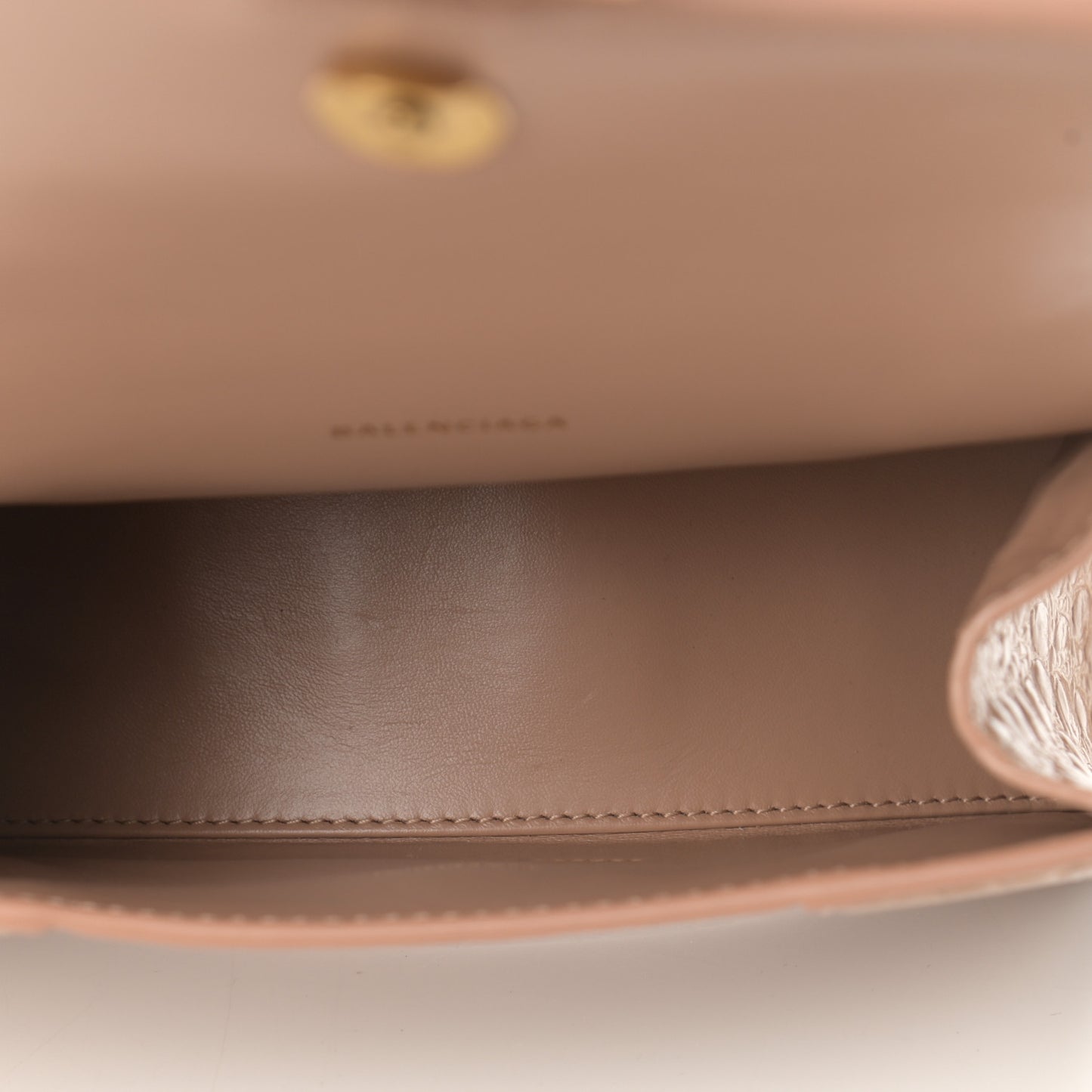Shiny Calfskin Crocodile Embossed Hourglass Top Handle Bag XS Nude Beige