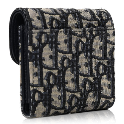 Christian Dior Oblique Saddle Lotus Wallet Blue 2 of 10