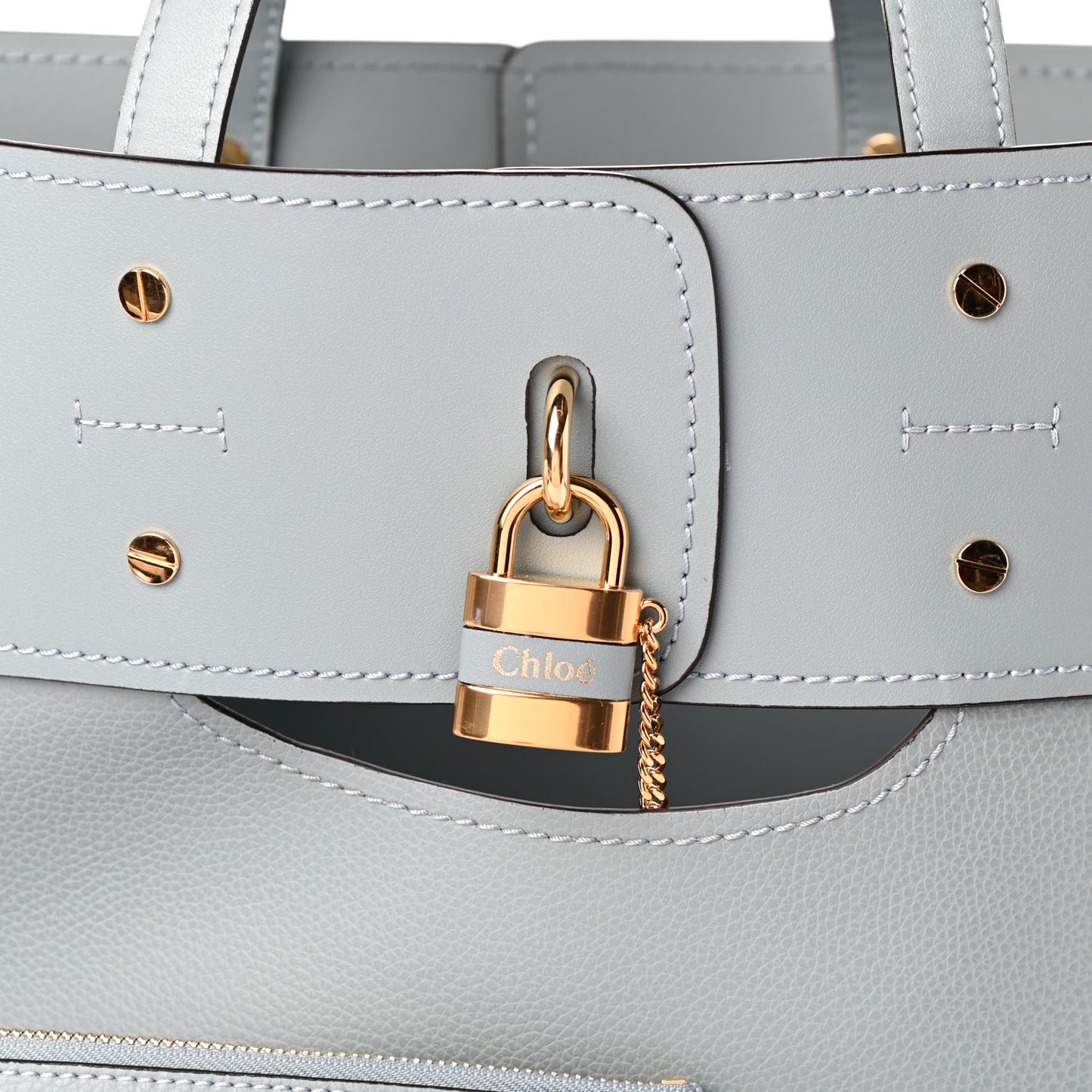 Smooth Grained Calfskin Medium Aby Tote Faded Blue