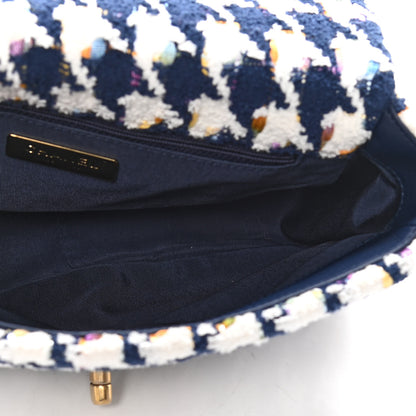 Chanel Tweed Quilted Medium Chanel 19 Flap Ecru Navy Blue Multicolor 6 of 8