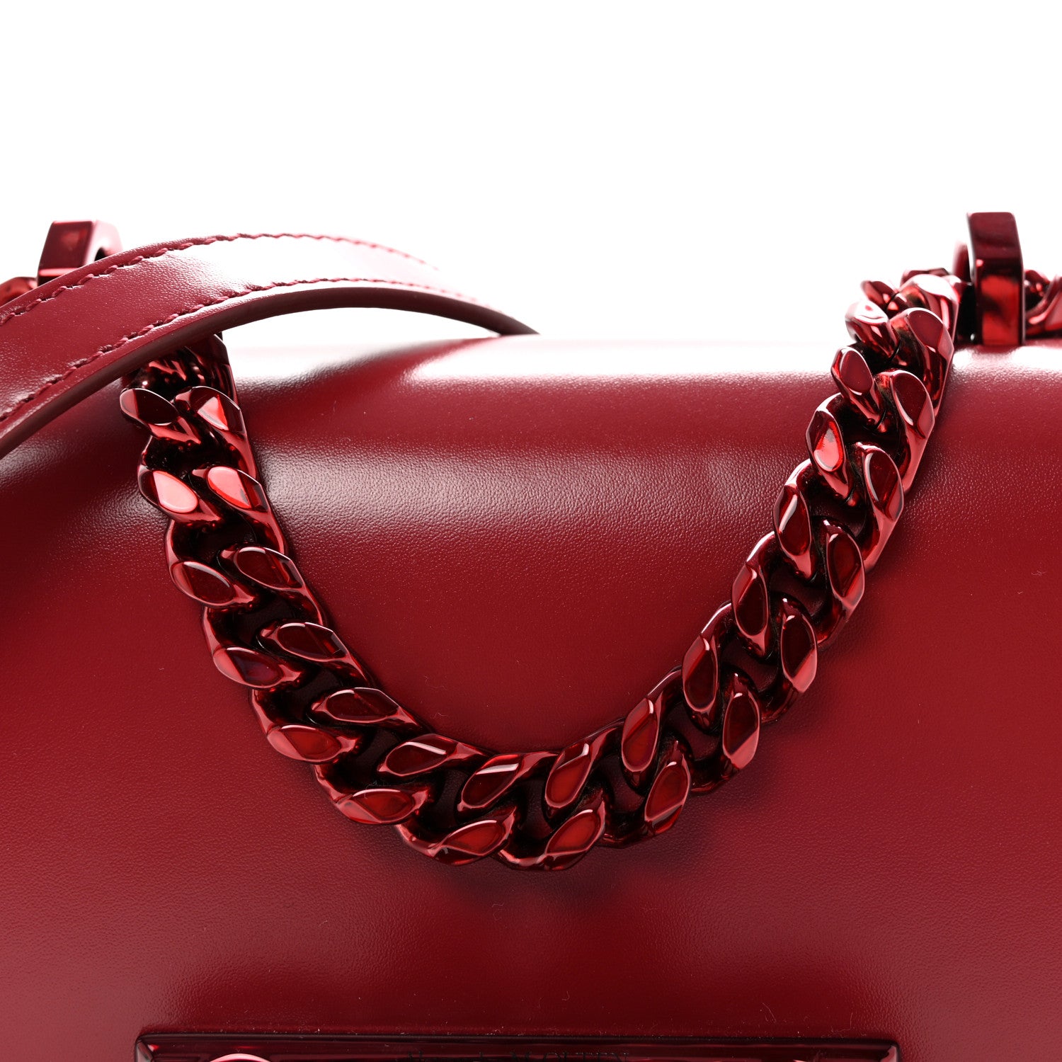 Alexander McQueen Calfskin Mini Jeweled Knuckle Satchel Red 7 of 9