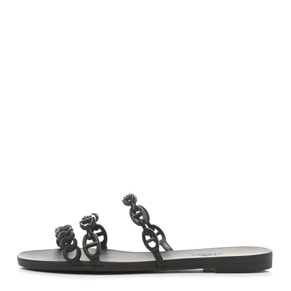 Hermes TPU Rivage Sandals 37 Black 1 of 8