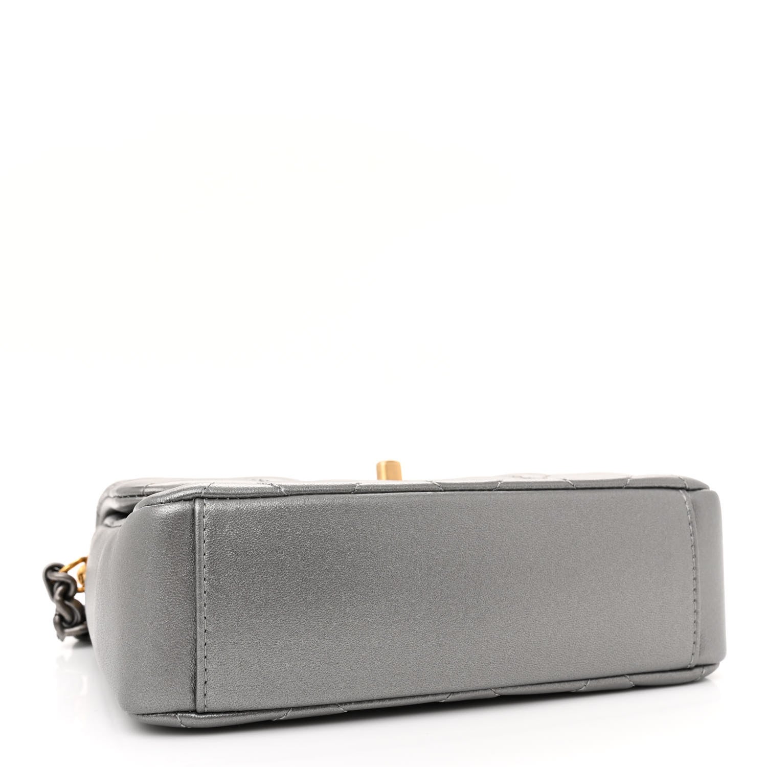 Chanel Metallic Lambskin Quilted Small Side Note Flap Grey 4 of 11