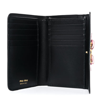 Miu Miu Soft Calfskin Bow Bi-Fold Wallet Black 5 of 9