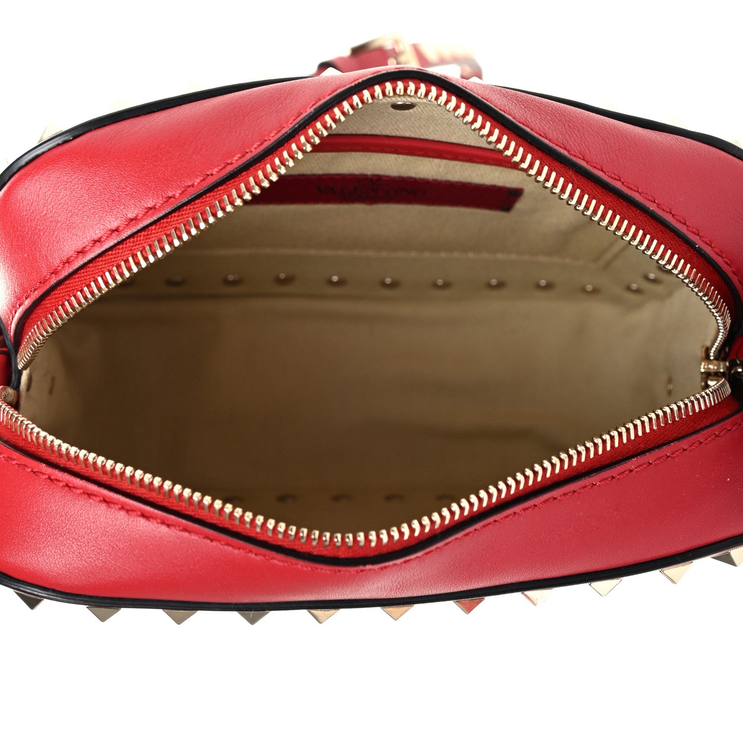 Valentino Garavani Calfskin Rockstud Camera Crossbody Bag Red 4 of 4