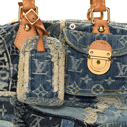 Louis Vuitton Denim Patchwork Speedy 30 Blue 8 of 14